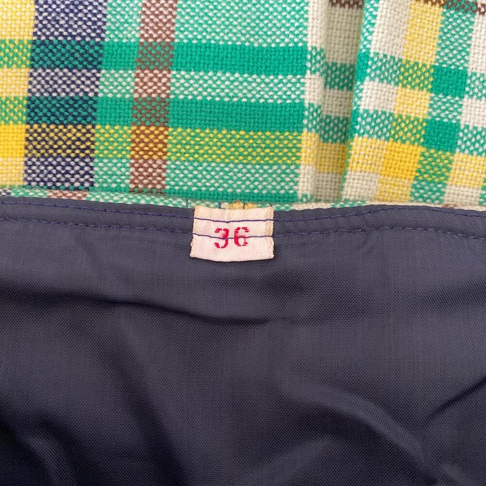 Vintage 70s green plaid pleated mini skirt - Picture 4 of 4